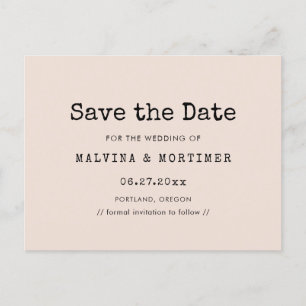 Postal De Anuncios Boda de máquina de escribir minimalista, salva la