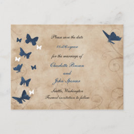 Postal De Anuncios boda de mariposa vintage guardar la fecha