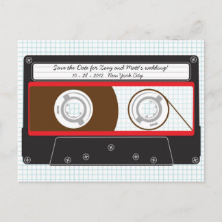 Postal De Anuncios Boda de mixtape Indie Retro Rojo, Negro y Blanco