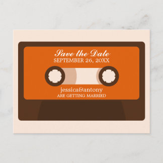 Postal De Anuncios Boda de mixtape retro Guardar la fecha