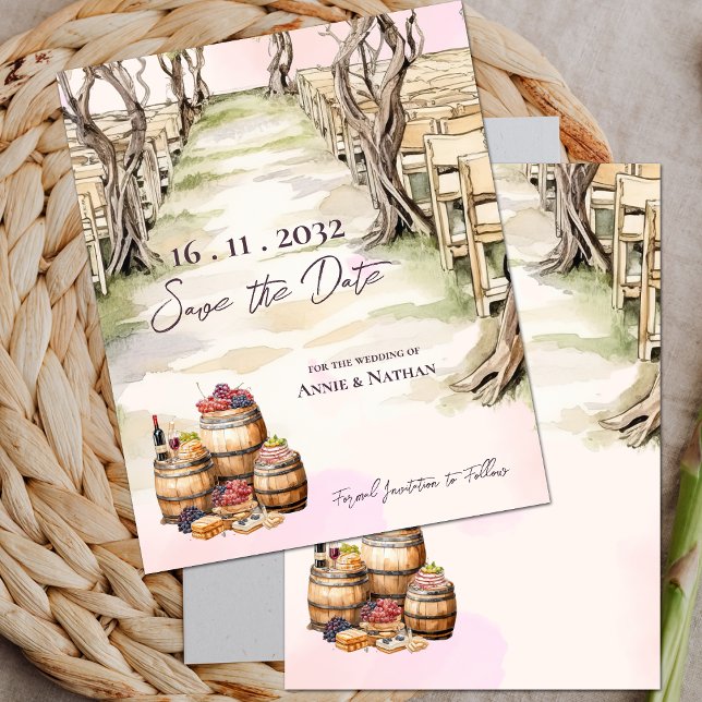 Postal De Anuncios Boda de Moda Rústica inspirada en la gramevina (Rustic Chic Grapevine-Inspired Winery Wedding Announcement Postcard)