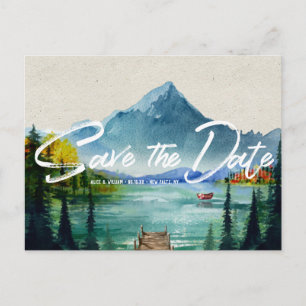 Postal De Anuncios Boda de montaña rústica de otoño   Salva la fecha