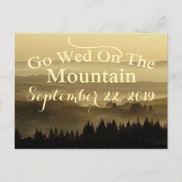 Postal De Anuncios Boda de Montaña Rústica Dorada Salva La Fecha