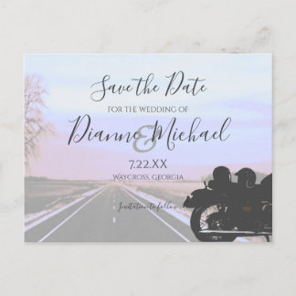 Postal De Anuncios Boda de Motocicleta Sueños de la Carretera Abierta
