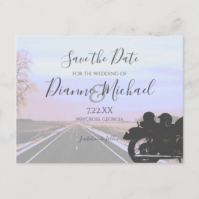 Postal De Anuncios Boda de Motocicleta Sueños de la Carretera Abierta (Anverso)