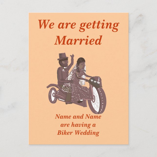 Postal De Anuncios Boda de motociclismo, pilón de equitación de Groom (Anverso)