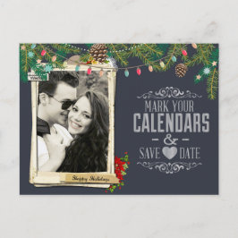 Postal De Anuncios Boda de navidades Chalkboard Guardar la fecha