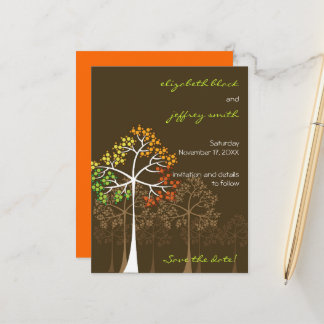 Postal De Anuncios Boda de otoño arbolado bosque Guardar la fecha