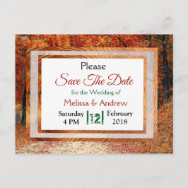 Postal De Anuncios Boda de Otoño Hojas de Otoño Guardar la Fecha