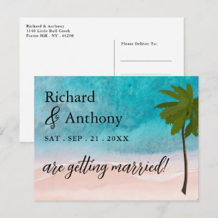Postal De Anuncios Boda De Palmeras De Ocean Beach Guarda La Fecha