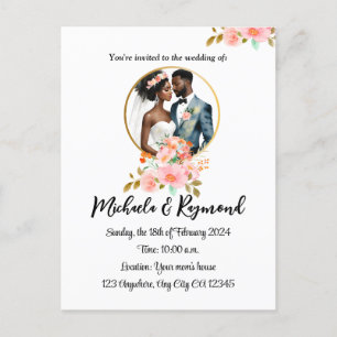 Postal De Anuncios Boda de pareja afroamericana