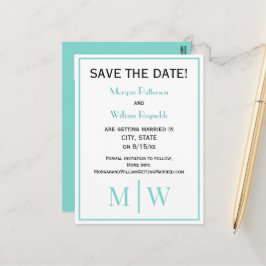 Postal De Anuncios Boda de Pareja Sencilla 2 Iniciales Mon VS Colores