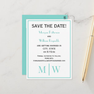 Postal De Anuncios Boda de Pareja Sencilla 2 Iniciales Mon VS Colores