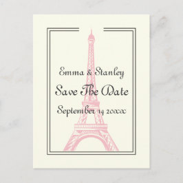 Postal De Anuncios Boda de París Torre Eiffel rosa Salven la fecha