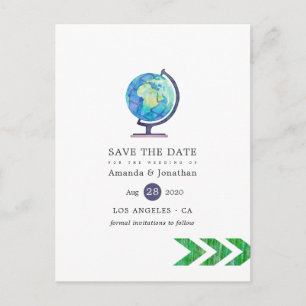 Postal De Anuncios Boda de Pasaporte de Aventura de Viaje Guardar la