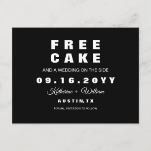 Postal De Anuncios Boda de Pastel Gratis Divertido Simple Guardar la 