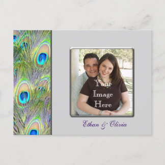 Postal De Anuncios Boda de pavo real guardar la fecha