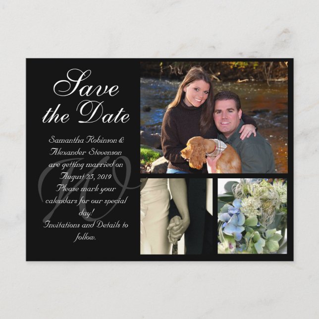 Postal De Anuncios Boda de personalizable Guardar las imágenes de la  (Anverso)