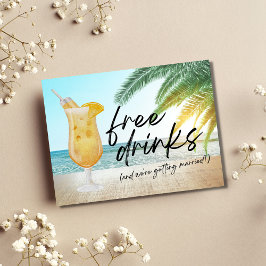 Postal De Anuncios Boda de playa de bebidas gratis divertida salva la