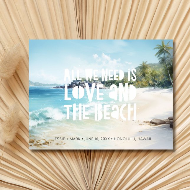 Postal De Anuncios Boda de playa de destino Guardar la fecha (Destination Beach Wedding Save the Date)
