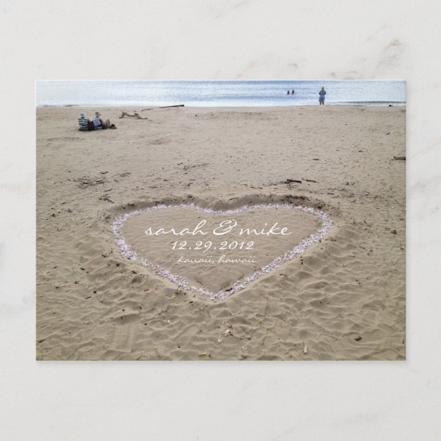 Postal De Anuncios Boda de playa de destino Guardar la fecha (Anverso)