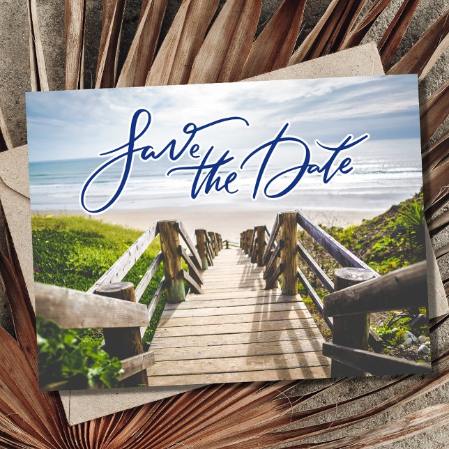 Postal De Anuncios Boda de playa de presupuesto Guardar la fecha (Budget Beach Wedding Save the Date Postcard)