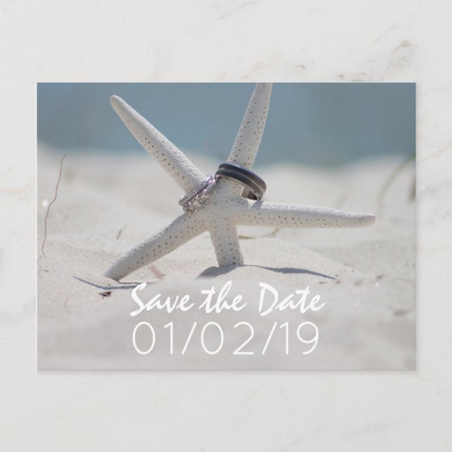 Postal De Anuncios Boda de playa guardar la fecha con foto (Anverso)