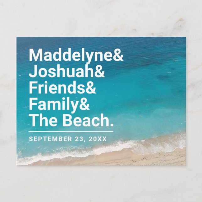 Postal De Anuncios Boda de Playa Simple Ampersand Save the Date (Anverso)