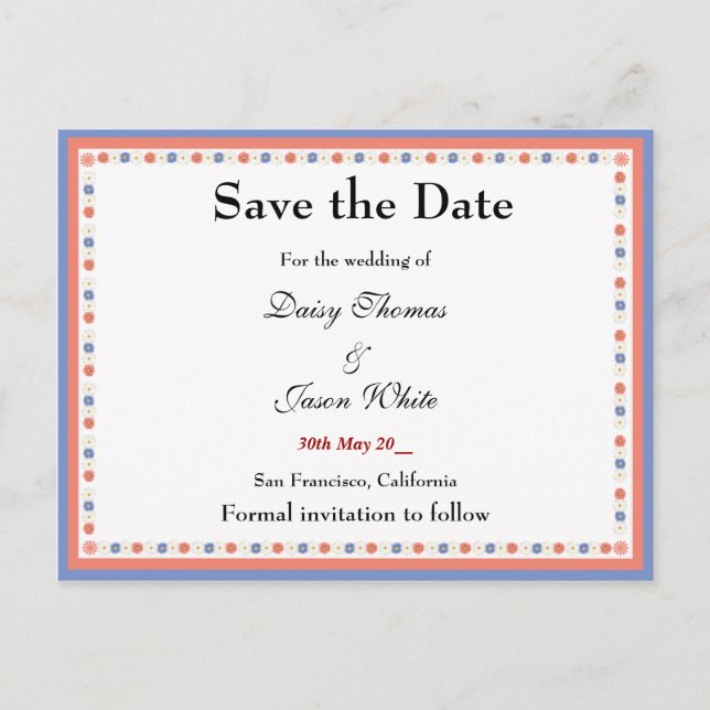 Postal De Anuncios Boda de primavera (Guardar la fecha) (Anverso)