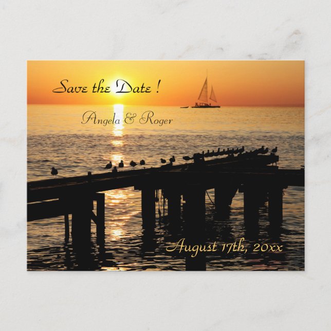 Postal De Anuncios boda de puesta de sol - las gaviotas guardan la fe (Anverso)
