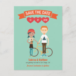 Postal De Anuncios Boda de retrato de pareja Personalizado ilustrado