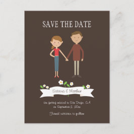 Postal De Anuncios Boda de retrato de pareja Personalizado ilustrado