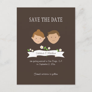 Postal De Anuncios Boda de retrato de pareja Personalizado ilustrado