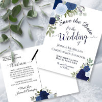 Boda de Rosas Azules y Navy Elegantes - Guardar la
