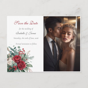 Postal De Anuncios Boda de Rosas Burgundy y Blush Save the Date