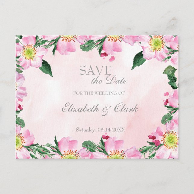 Postal De Anuncios Boda de Rosas de perro de verano salva la invitaci (Anverso)