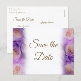 Postal De Anuncios Boda de Rosas Lavanda Abstractas Preciosas
