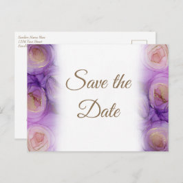 Postal De Anuncios Boda de Rosas Lavanda Abstractas Preciosas
