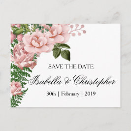 Postal De Anuncios Boda de rosas y helos rosados salva la fecha