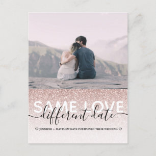 Postal De Anuncios Boda de Rose Gold Glitter Same Love Different Date