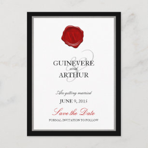 Postal De Anuncios Boda de sellos de cera clásica salva la fecha