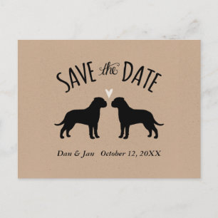 Postal De Anuncios Boda de Silhouettes Bullmastiff Salva la fecha