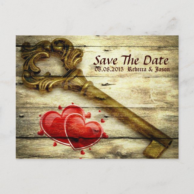 Postal De Anuncios boda de steampunk victoriano de clave de skeleton  (Anverso)