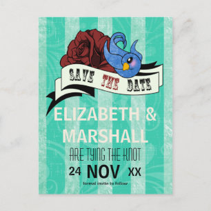 Postal De Anuncios Boda de tatuaje Rockabilly Trague RSVP
