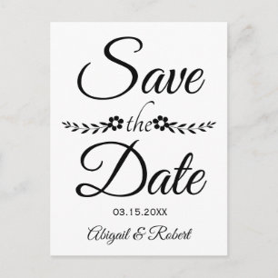 Postal De Anuncios Boda de tipografía en blanco y negro Save the Date