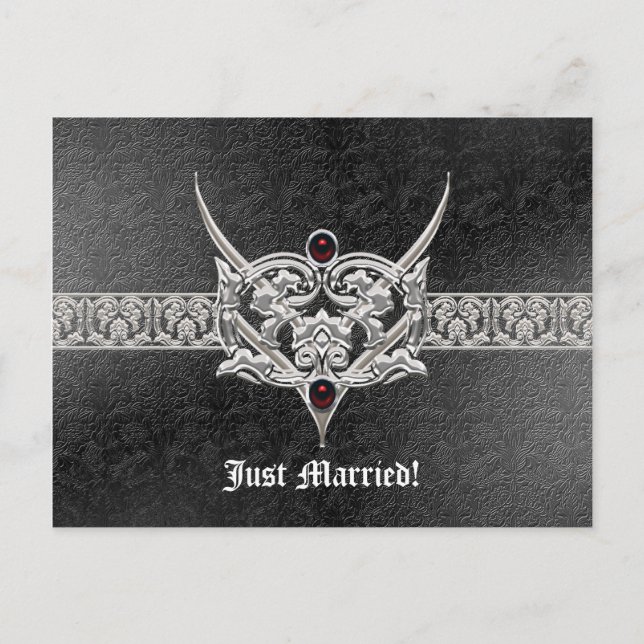 Postal De Anuncios Boda de vampiro gótico con cuero falso y joyas (Anverso)