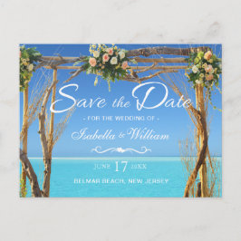 Postal De Anuncios Boda de verano boho floral en la playa Guardar la 