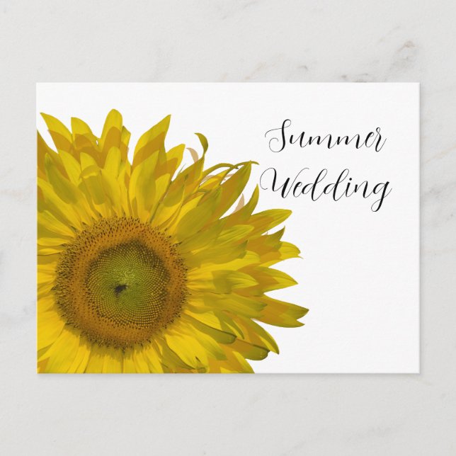 Postal De Anuncios Boda de verano con girasoles amarillos (Anverso)