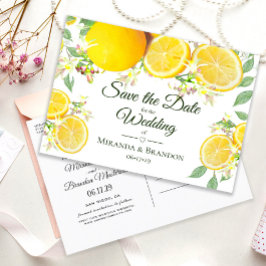 Postal De Anuncios Boda de verano con limón moderno - guardar la fech