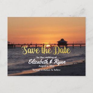 Postal De Anuncios Boda de Verano, Guarda la Fecha, Playa, Personaliz